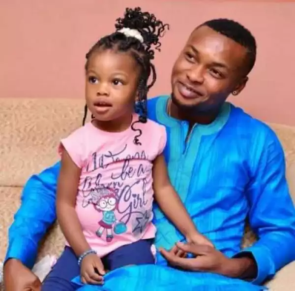 Cute pic of Super Eagles player Godfrey Oboabona and his daughter